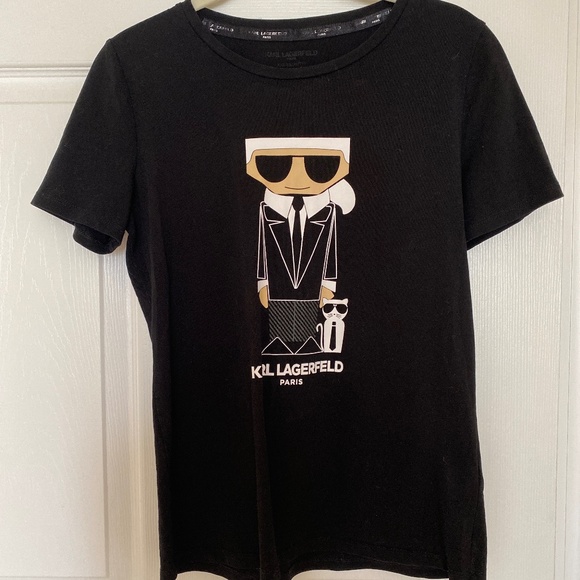Karl Lagerfeld Paris Black Tee Shirt - Picture 1 of 4